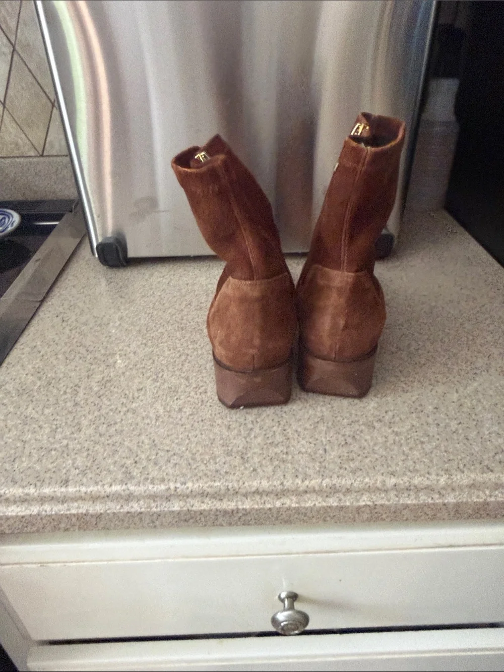 Aquatalia Fallon Chestnut suede Brown Suede Zip Ankle Boots 8.5